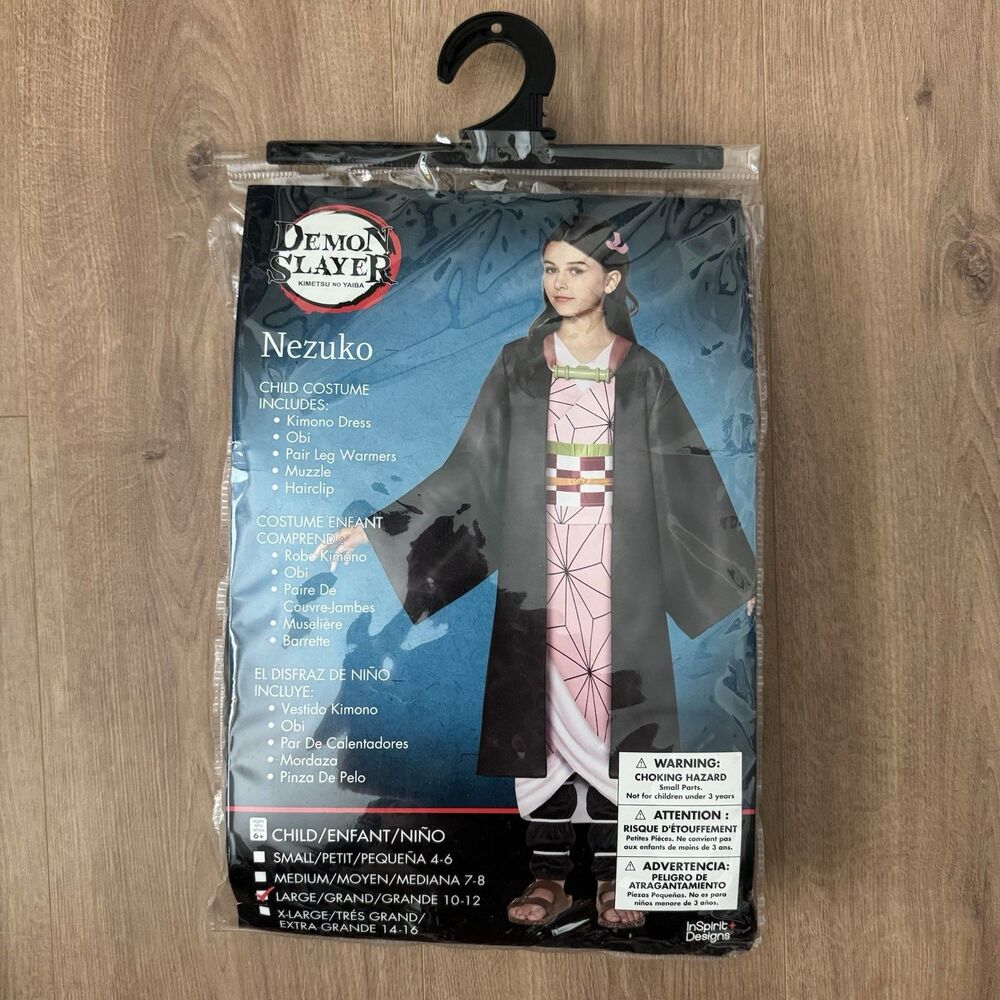 Demon Slayer Child Costume Set Nezuko Size L 10-12 Years Halloween Anime Cosplay
